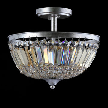 Caleb 14.2" Crystal / Metal LED Semi Flush Mount - JONATHAN Y